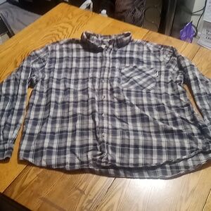 WOOLRICH Mens Shirt Plaid FLANNEL XXL Black White Cotton Preowned Long Sleeve